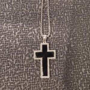 Silver chain with a diamond cross necklace for men.